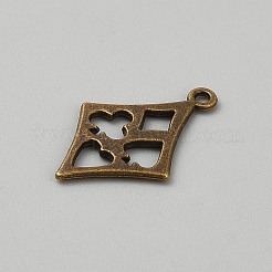 合金のチベット風チャーム  菱形  アンティークブロンズ  27.5x17.5x2mm  穴：1.6mm&nbsp;FIND-CJC0011-86AB