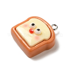 樹脂チャーム  白金鉄パーツ  模造食品  トーストパン  24x22x10mm  穴：2mm&nbsp;LS-RESI-A038-02B