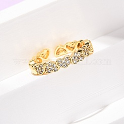 Brass Micro Pave Cubic Zirconia Cuff Open Rings&nbsp;RJEW-F204-02G