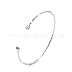 Clear Cubic Zirconia Open Cuff Bangle&nbsp;BJEW-G663-03P