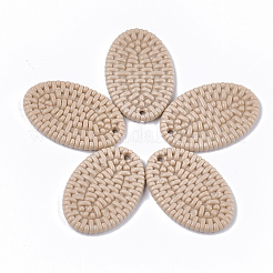 アクリルパーツ  模造ラタン編み風  オーバル  ミックスカラー  34x22.5x3.5mm  穴：1.8mm&nbsp;OACR-T010-10