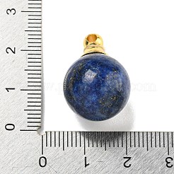 天然ラピスラズリの香水瓶ペンダント  304ステンレススチール製金具付き  ラウンド  25x16mm  穴：2mm&nbsp;G-K338-22G-06