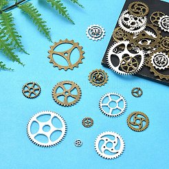 36個 12スタイル チベットスタイル 合金 スチームパンクペンダント  ギア  カドミウムフリー＆鉛フリー  ギア  アンティークブロンズ＆アンティークシルバー  8~42x1~4mm  穴：1~8mm  3個/スタイル&nbsp;TIBEP-YW0001-89