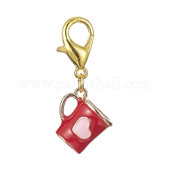Tea Cup with Heart Alloy Enamel Pendant Decoraiton&nbsp;HJEW-JM01041