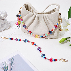 1Pc Acrylic Heart & Apple Bead Bag Decorative Chains&nbsp;HJEW-SC0003-34