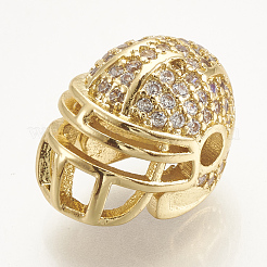 Brass Micro Pave Cubic Zirconia Football Helmet Beads&nbsp;ZIRC-S061-52G