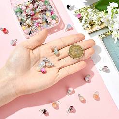 100Pcs 10 Colors Crackle Baking Paint Imitation Jade Glass Charms&nbsp;PALLOY-FS00056