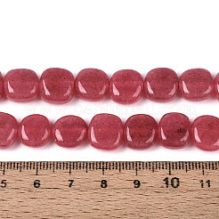 天然石ホワイトジェイドビーズ連売り  正方形  染め  ライトコーラル  9~12x9~12x5~8mm  穴：1~1.2mm  約33~37個/連  14.96~15.16インチ（38~38.5cm）&nbsp;G-N354-01A-02