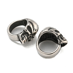 316サージカルステンレスビーズ  大穴ビーズ  スカル  アンティークシルバー  12x8x13mm  穴：8mm&nbsp;STAS-Q326-06AS-04