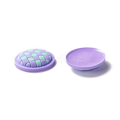 塩ビカボション  ヘアアクセサリー用  格子のある楕円形  ライラック  29x25x6mm&nbsp;PVC-B001-04C