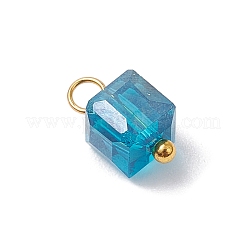21個のガラスチャーム  キューブ  金色の真鍮ボールヘッドピン付き  多面カット  ミックスカラー  10x6x6mm  穴：2mm&nbsp;PALLOY-JF03218