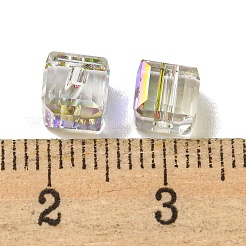 電気メッキガラスビーズ  多面カット  キューブ  ホワイトスモーク  5.5x5.5x5.5mm  穴：1.5mm  100個/袋&nbsp;EGLA-Z004-04B-05