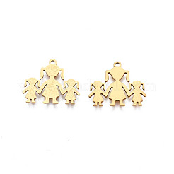 201ステンレスペンダントイオンプレーティング（IP）  女の子  18KGP本金メッキ  16x19x1mm  穴：1.5mm&nbsp;STAS-N091-149LG