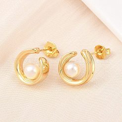 Brass Stud Earrings&nbsp;EJEW-D338-02G