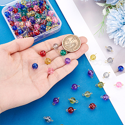 120Pcs Drawbench Transparent Glass Round Connector Charms&nbsp;PALLOY-PHE00015