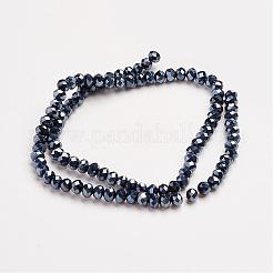 電気メッキガラスビーズセット  多面カット  ロンデル  黒メッキ  2.9~3.3x2mm  穴：1mm  約105~110個/連  29~31cm&nbsp;EGLA-D020-3x2mm-35