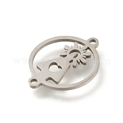 201 Stainless Steel Laser Cut Connector Charms&nbsp;STAS-R132-14P