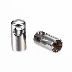 変色しにくい304ステンレススチールコードエンド  エンドキャップ  ステンレス鋼色  8.5x4mm  穴：2mm  内径：3.5mm&nbsp;STAS-D448-106P
