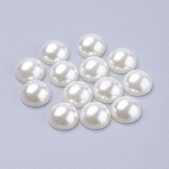 12MM Creamy White Dome Half Round Acrylic Imitated Pearl Cabochons Fit Phone Decoration&nbsp;X-OACR-H001-1