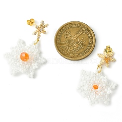 Christmas Snowflake Glass Seed Braided Dangle Earrings&nbsp;EJEW-MZ00233-03