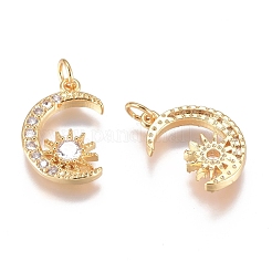 Brass Micro Pave Cubic Zirconia Pendants&nbsp;ZIRC-G168-45G