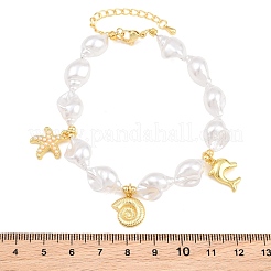Ocean Brass Starfish Dolphin Charm Bracelets for Women&nbsp;KK-CBA68DA-05G