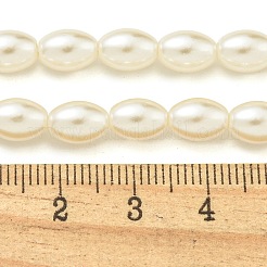 透明スプレー塗装ガラスビーズ連売り  オーバル  淡黄色  8~8.5x6mm  穴：1mm  約48個/連  15.67''（39.8センチメートル）&nbsp;GLAA-P066-02A