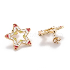Brass Enamel Stud Earrings&nbsp;EJEW-F264-01-G