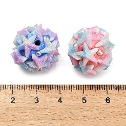 樹脂粘土ラインストーンビーズ  ヒトデ  樹脂とABS樹脂の模造パール  ミックスカラー  19.5x18.5mm  穴：2.5mm&nbsp;RESI-D015-03