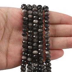Natural Silver Sheen Obsidian Bead Strands&nbsp;G-D344-A10