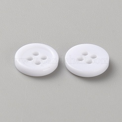 100穴樹脂ボタン2個  フラットラウンド  ホワイト  10~25x2~3mm  穴：1.6~2.5mm&nbsp;BUTT-WH20005-08B