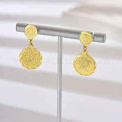 Elegant Brass Coin Dangle Stud Earrings&nbsp;SQ7606