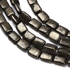 天然ゴールドパイライト/ゴールデンパイライトビーズ連売り  長方形  8~8.5x6~7x3~4mm  穴：0.8mm  約24個/連  7.76''（19.7センチメートル）&nbsp;G-F833-H01-01