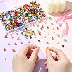 1000個 3種類のガラスロンデルビーズ  多面カット  カラフル  4~8mm&nbsp;GLAA-CJC0009-09C