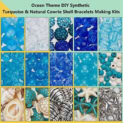 Ocean Theme DIY Synthetic Turquoise & Natural Cowrie Shell Bracelets Making Kits&nbsp;DIY-PH0028-54