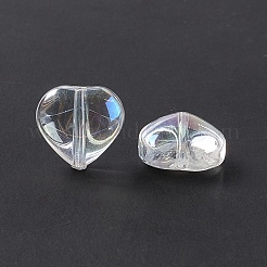 電気めっきガラスビーズ  ハート  ABカラー  透明  10x10x5mm  穴：1mm&nbsp;EGLA-H102-08L