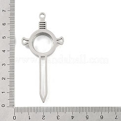304ステンレススチールロケットビッグペンダント  ガラスと  剣のチャーム  ステンレス鋼色  65x30x6mm  穴：3mm&nbsp;STAS-S132-09P-01