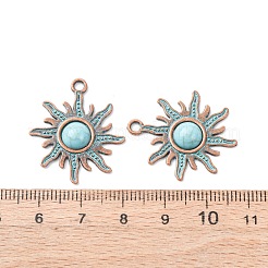 合成ターコイズペンダントと合金  赤い銅と緑の緑青  太陽  27x23.5x4mm  穴：2.5mm&nbsp;FIND-B055-01E