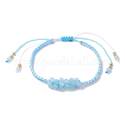Natural White Jade Beaded Braided Bead Bracelets&nbsp;BJEW-MZ00253-02