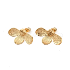 女性用304ステンレススチールスタッドピアス  花  ゴールドカラー  18x32.5mm&nbsp;EJEW-B114-05G
