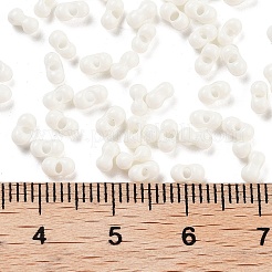 焼付塗装ガラスシードビーズ  ピーナッツ  フローラルホワイト  2x4.5x2mm  穴：0.8~0.9mm  約15000個/ポンド&nbsp;X1-SEED-A033-05D
