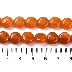 天然石レッドアベンチュリンビーズ連売り  フラットラウンド  10x5~5.5mm  穴：1.5mm  約40個/連  14.96インチ（38cm）&nbsp;G-C171-C01-01