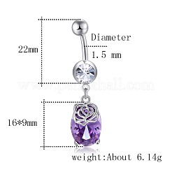 Brass Cubic Zirconia Navel Ring&nbsp;AJEW-EE0004-45B