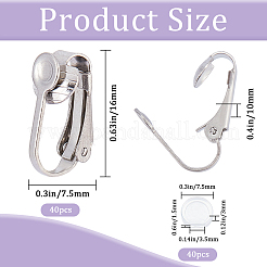 40Pcs 304 Stainless Steel Clip-on Earring Findings&nbsp;STAS-SP0001-23P