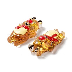 半透明の樹脂カボション  クリスマスグリッターパウダーカボション  鹿とギフトボックスとクリスマスソックス  混合図形  ミックスカラー  19.5~35x20~26x7.5~11.5mm&nbsp;RESI-G068-01