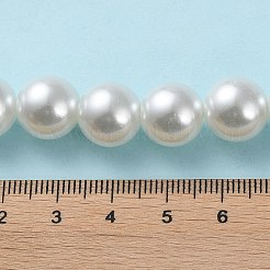 焼き絵用塗料、パール加工ガラスパール、丸ビーズの連  ホワイト  12mm  穴：1.5mm  約70個/連  31.4インチ&nbsp;X-HY-Q003-12mm-01