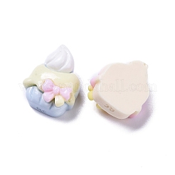 不透明でかわいい樹脂製のデコデンカボション  模造食品  ちょう結びのケーキ  13x11x6.5mm&nbsp;X-RESI-B024-01H