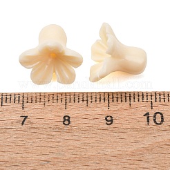染色された合成珊瑚彫刻ビーズ  花  ベージュ  12x14mm  穴：1.1mm&nbsp;GG-CBAE64B-01A-06