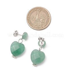 ハートミックスストーンダングルスタッドピアス  304ステンレススチールイヤリング金具付き  ステンレス鋼色  29.5~30x15mm&nbsp;EJEW-JE06919