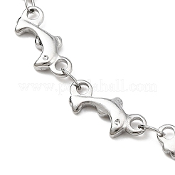 変色しない304ステンレススチールドルフィンリンクチェーンブレスレット  ステンレス鋼色  7-1/8インチ（18cm）&nbsp;BJEW-JB09893